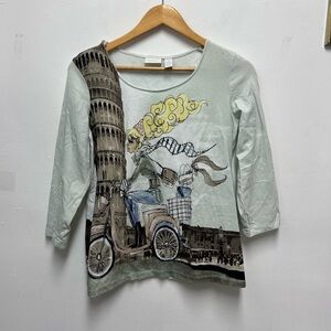 Chico's Light Green Graphic Top